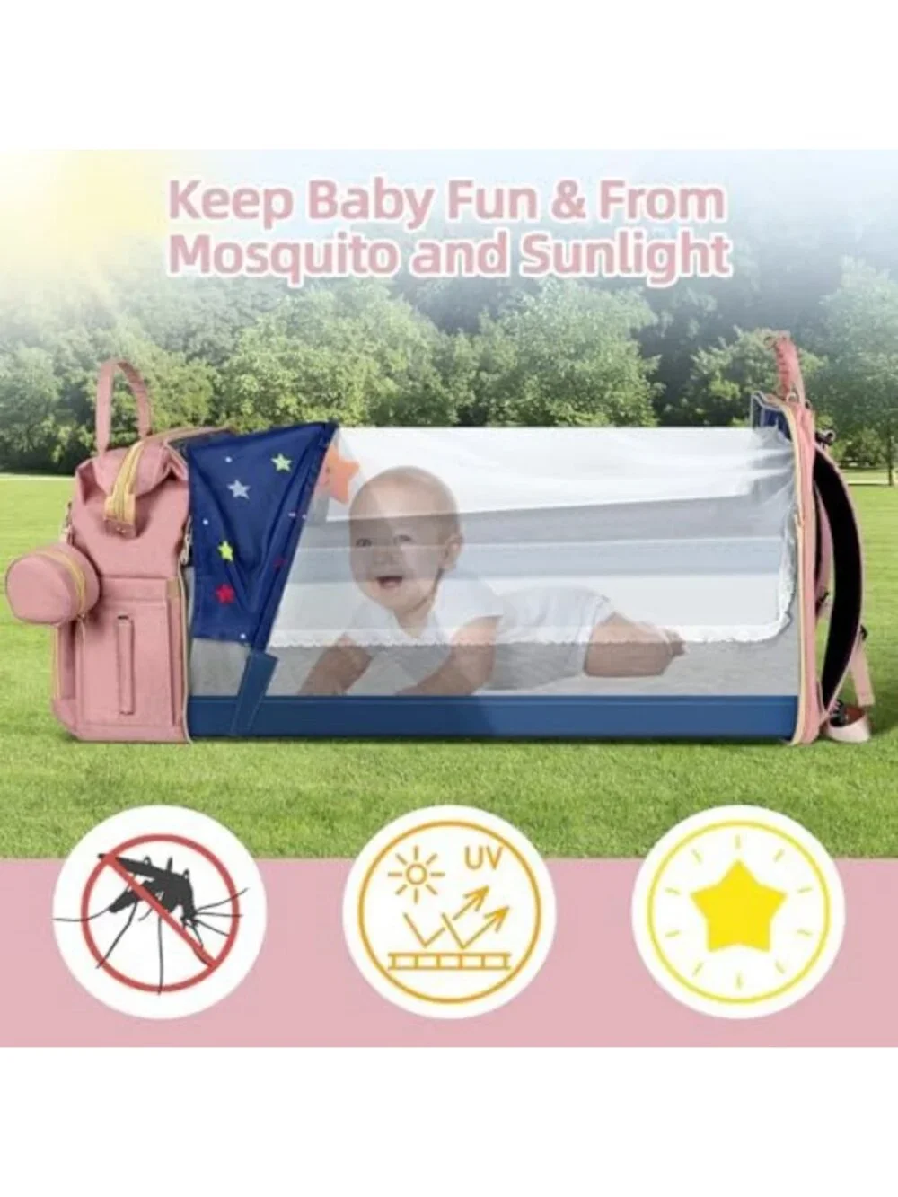 Stylish Large Capacity Diaper Bag Backpack with USB Port & Changing Pad